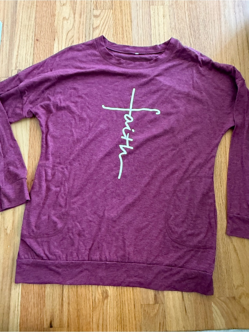 Faith Graphic Long Sleeve Tee - Plum